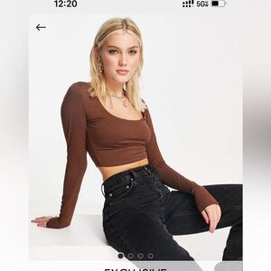 Stradivarius Cocoa Long Sleeve Top
